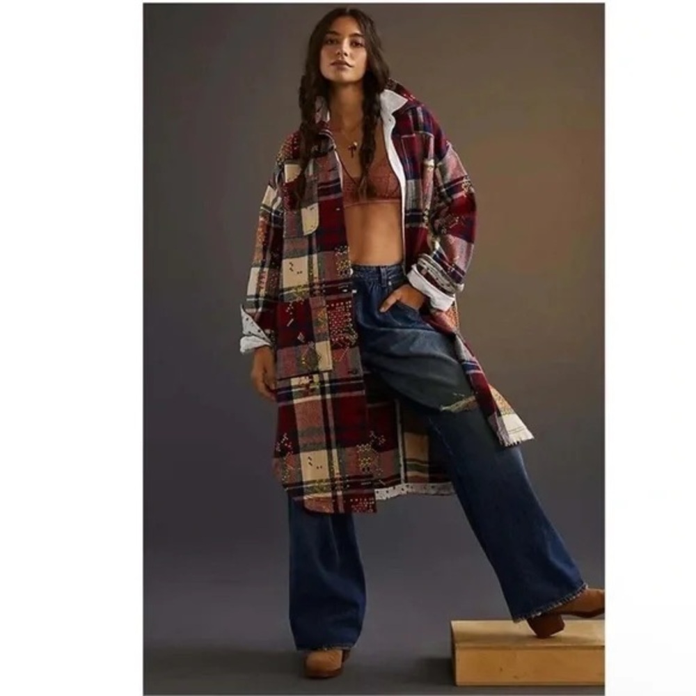 Pilcro Plaid Duster Jacket